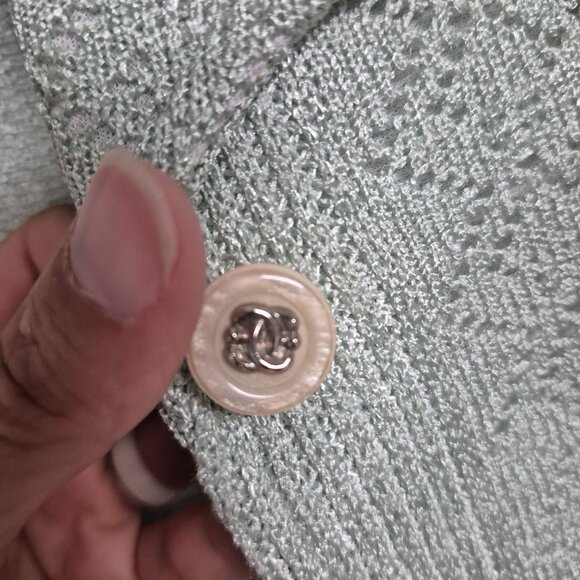 Vintage Florentine Womens Knit Cardigan Sz 10 Mint Green Short Sleeve Button-Up - Picture 3 of 8